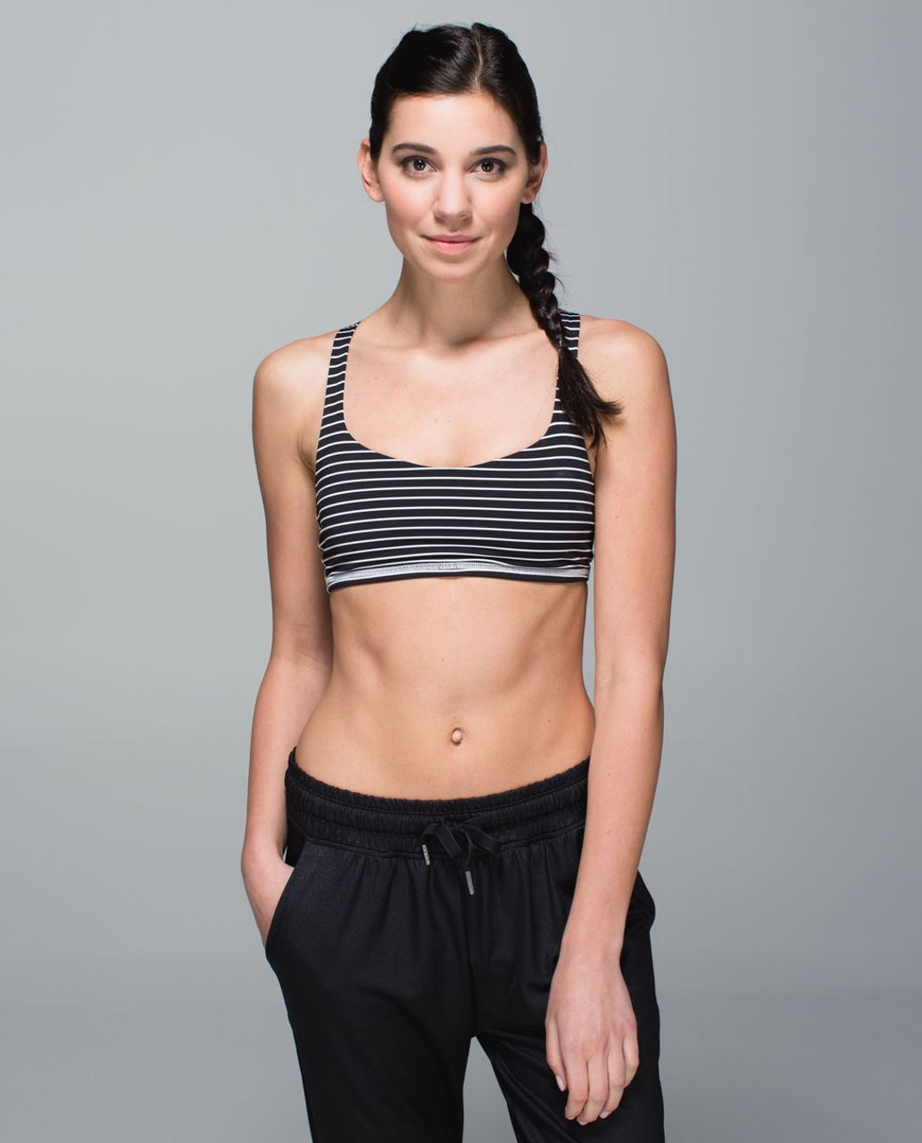 Lululemon Free To Be Bra - Parallel Stripe Black White / Silver Spoon