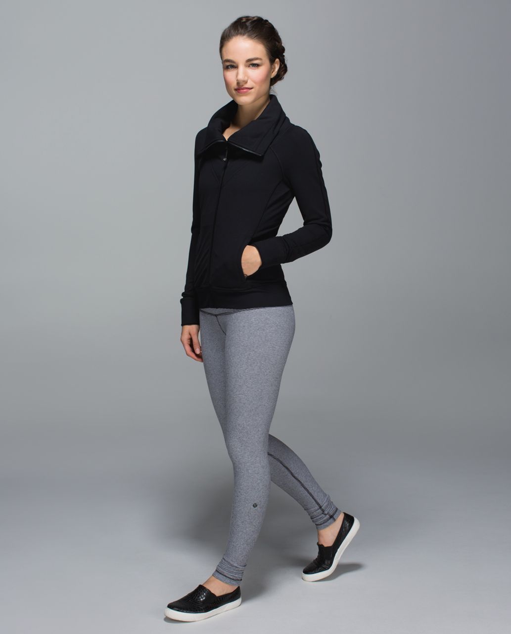 Lululemon Wunder Under Pant (Roll Down) - Heathered Herringbone Heathered  Black White - lulu fanatics