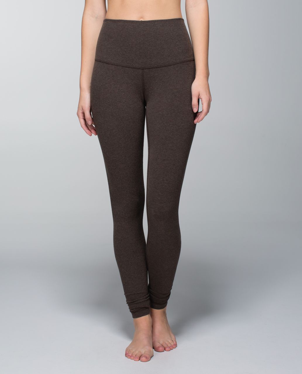 Lululemon Wunder Under Pant *Cotton (Roll Down) - Heathered Bark Chocolate  - lulu fanatics