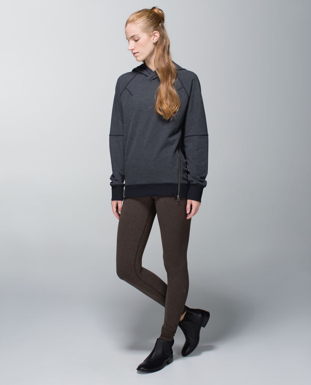 Lululemon Wunder Under Pant *Cotton (Roll Down) - Heathered Bark Chocolate