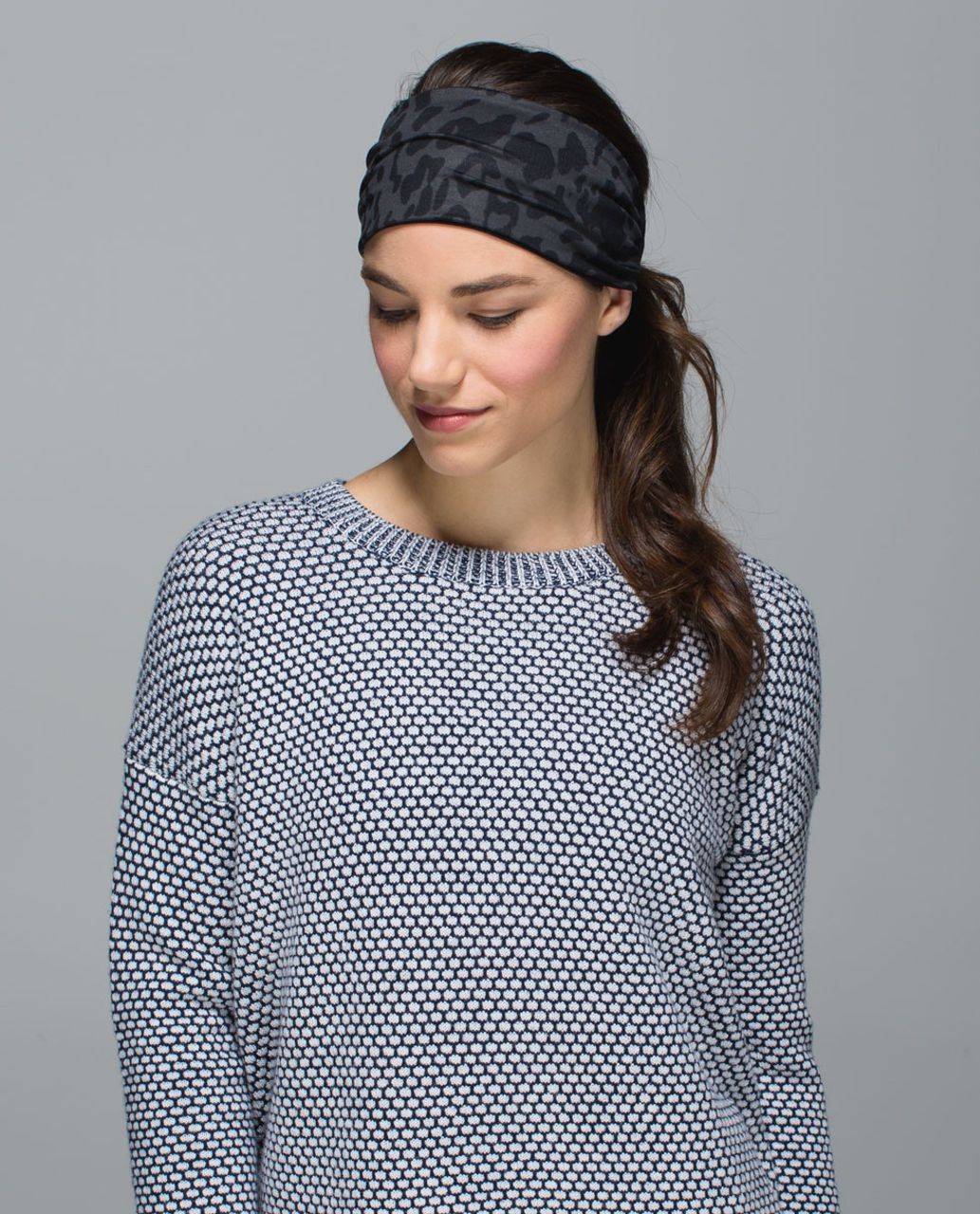 Lululemon Bang Buster Headband *Reversible - Animal Swirl Deep Coal Black