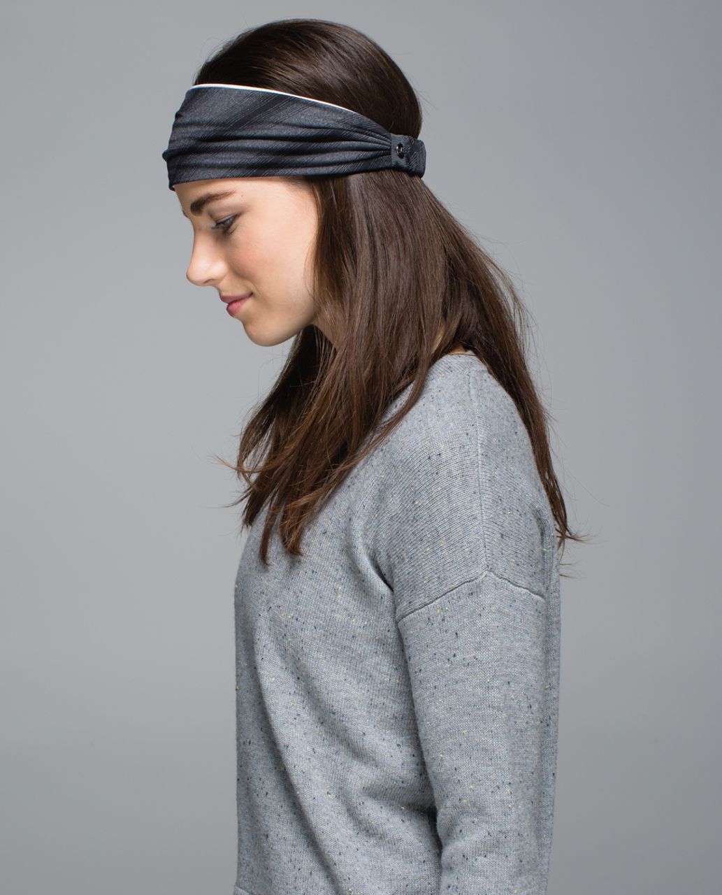 Lululemon Bang Buster Headband *Reversible - Capilano Stripe Heathered Deep Coal Black / White