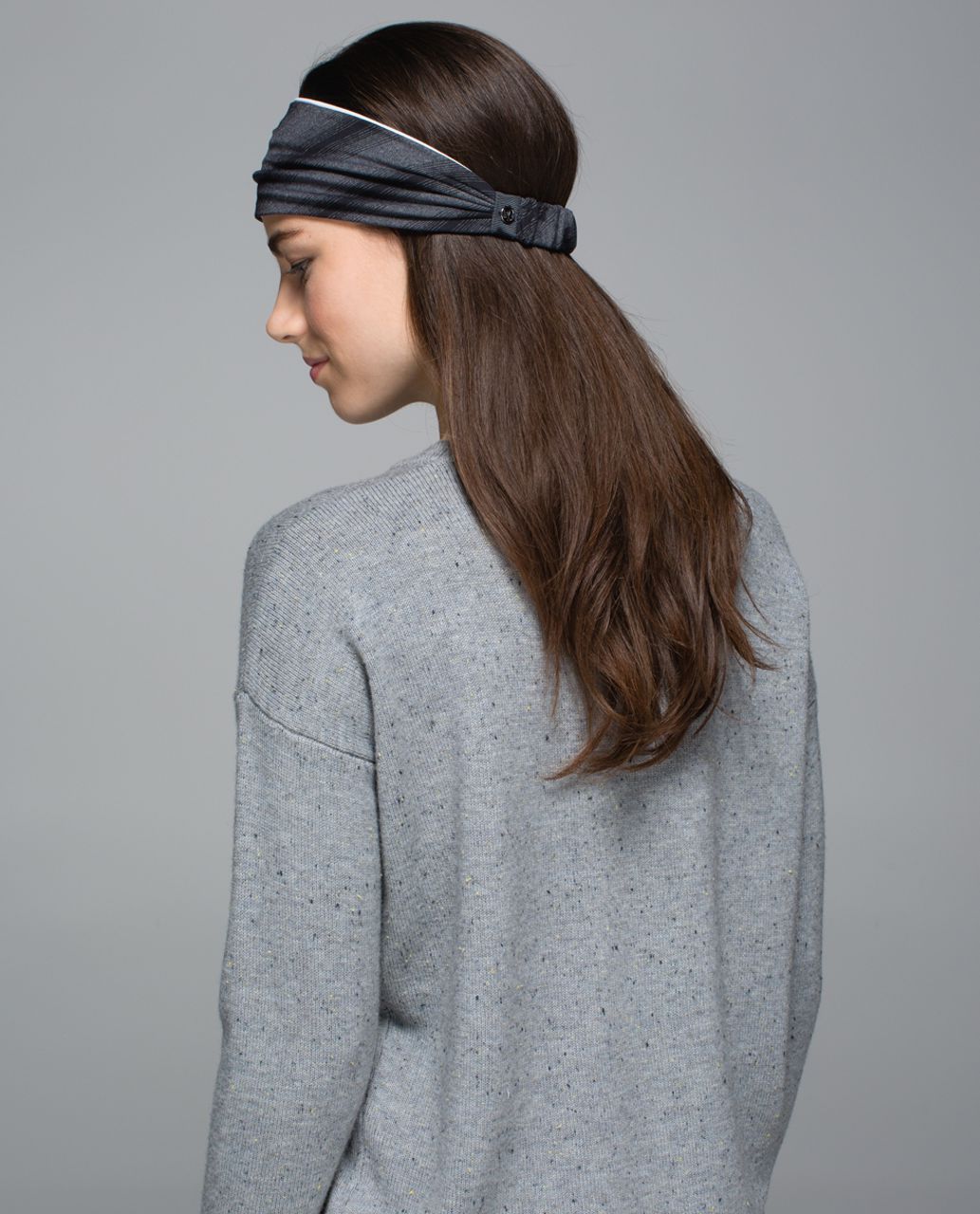 Lululemon Bang Buster Headband *Reversible - Capilano Stripe Heathered Deep Coal Black / White