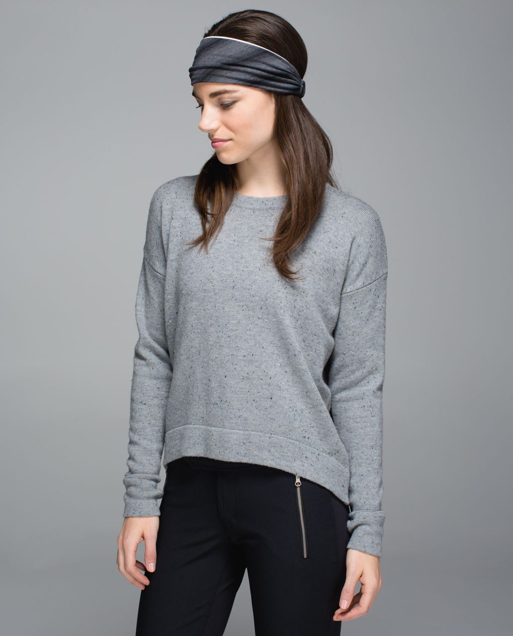 Lululemon Bang Buster Headband *Reversible - Capilano Stripe Heathered Deep Coal Black / White