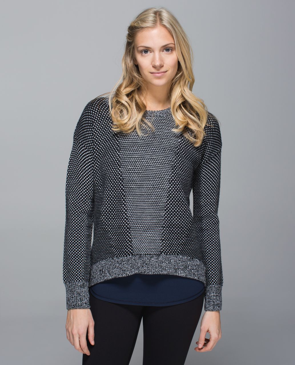 Lululemon Yogi Crew Sweater - Black / Heathered Light Grey - lulu fanatics