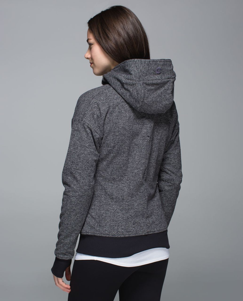 Lululemon Embrace Hoodie *Luscious - Giant Herringbone Black Heathered Black