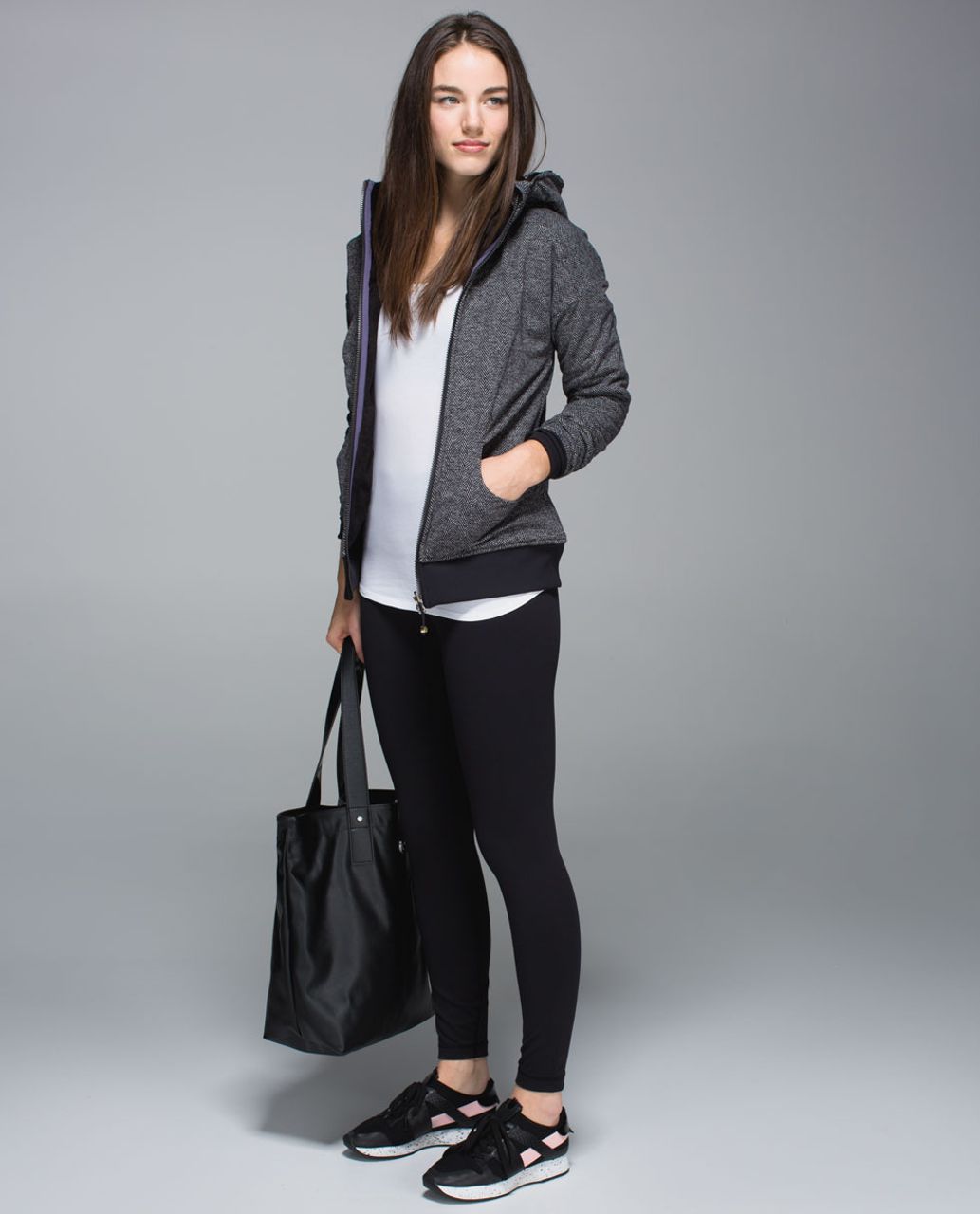 Lululemon Embrace Hoodie *Luscious - Giant Herringbone Black Heathered Black