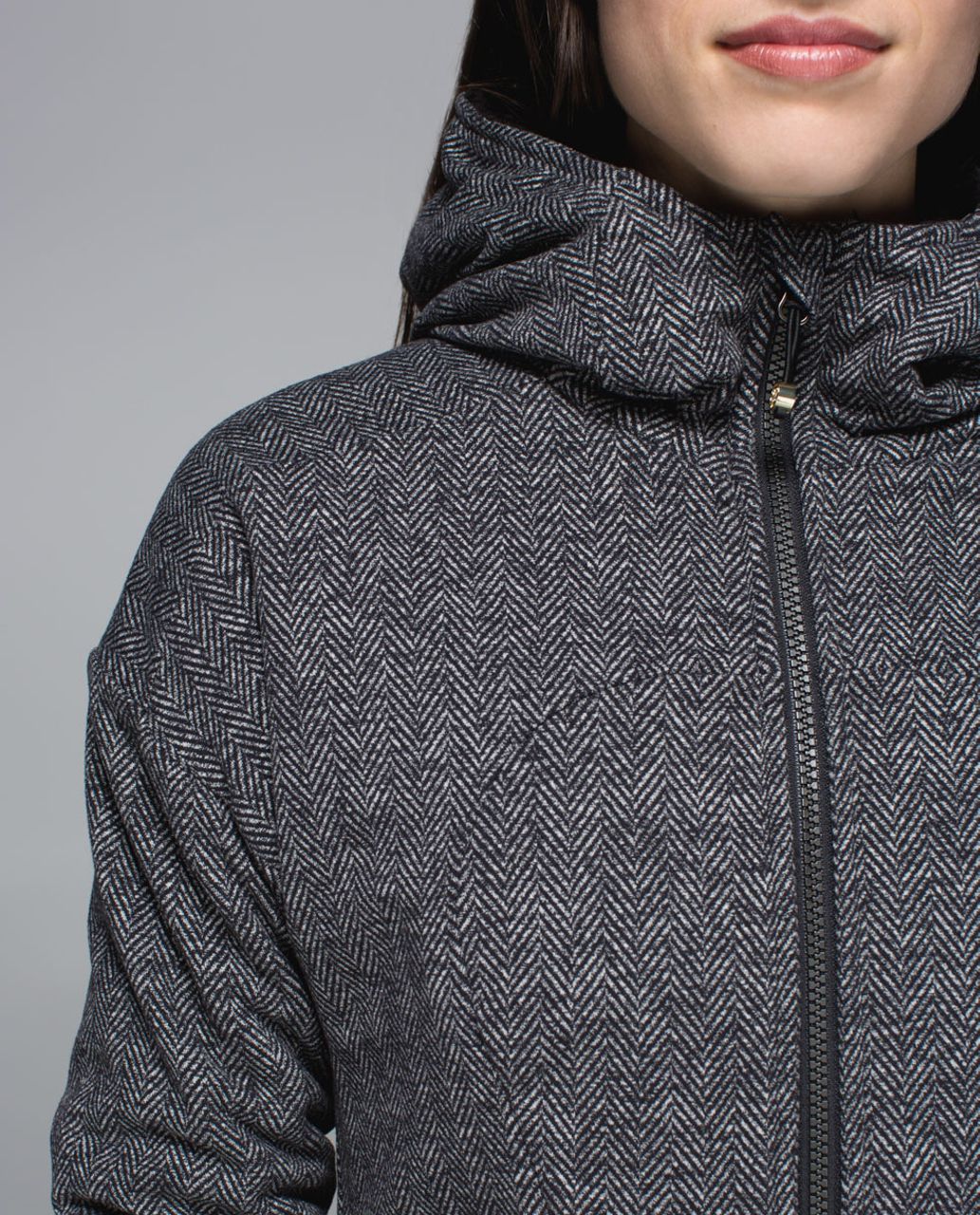 Lululemon Embrace Hoodie *Luscious - Giant Herringbone Black Heathered Black