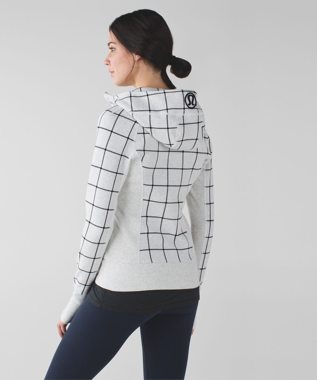 Lululemon Scuba Hoodie II - Estate Sales Grid Heathered White Black / White / Heathered White