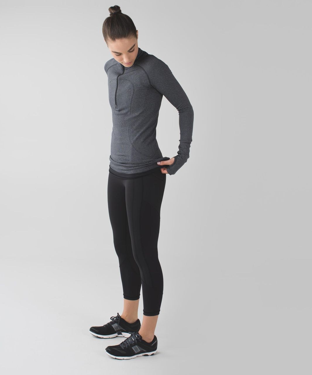 Lululemon Run:  Swiftly Tech 1/2 Zip - Tonka Stripe Heathered Black Black