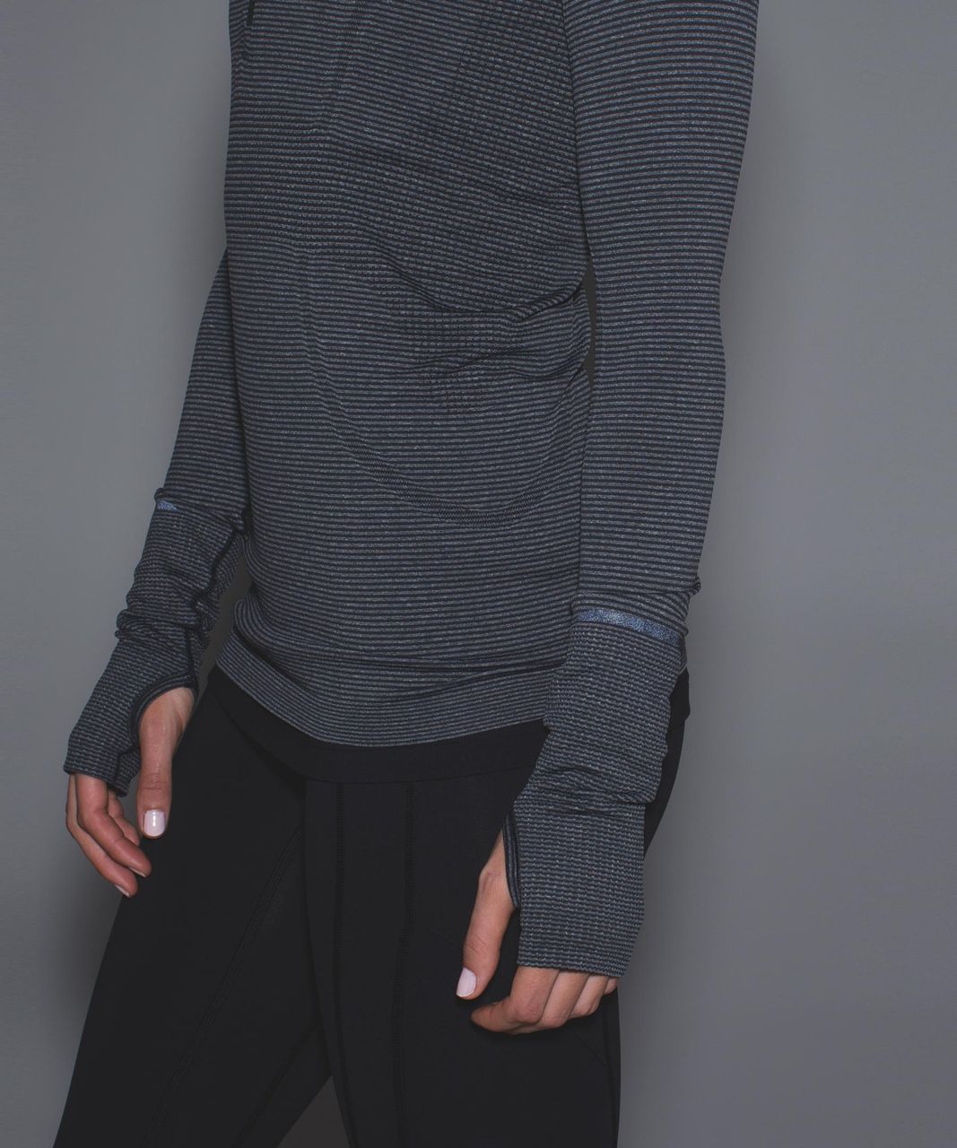 Lululemon Run:  Swiftly Tech 1/2 Zip - Tonka Stripe Heathered Black Black