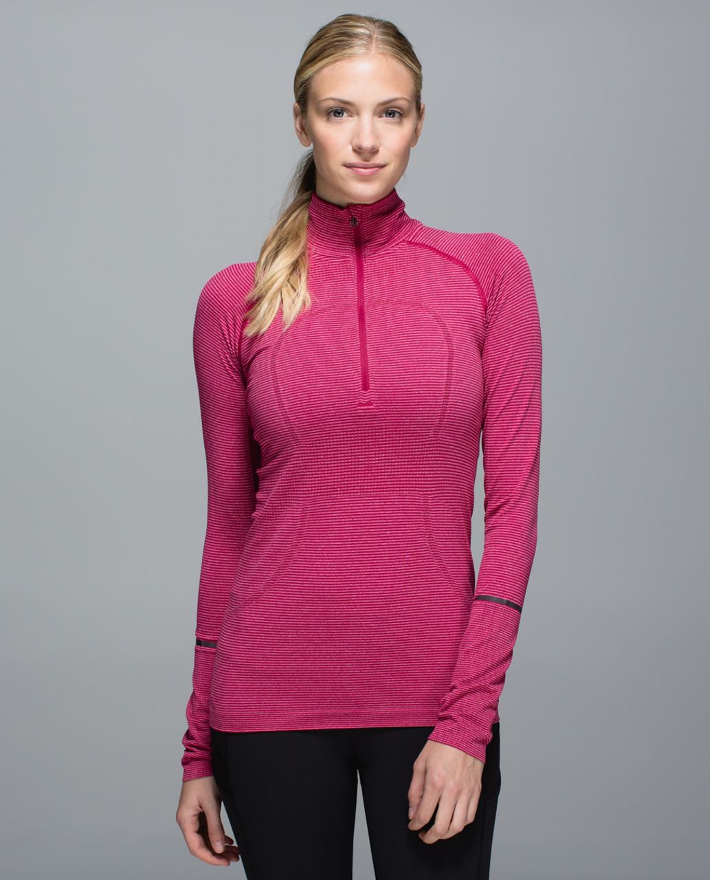 Lululemon Run:  Swiftly Tech 1/2 Zip - Tonka Stripe Heathered Bumble Berry Bumble Berry