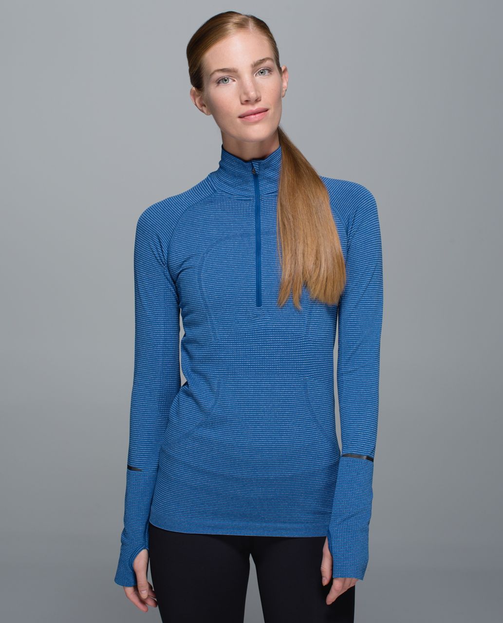 Lululemon Run:  Swiftly Tech 1/2 Zip - Tonka Stripe Heathered Blue Rugged Blue