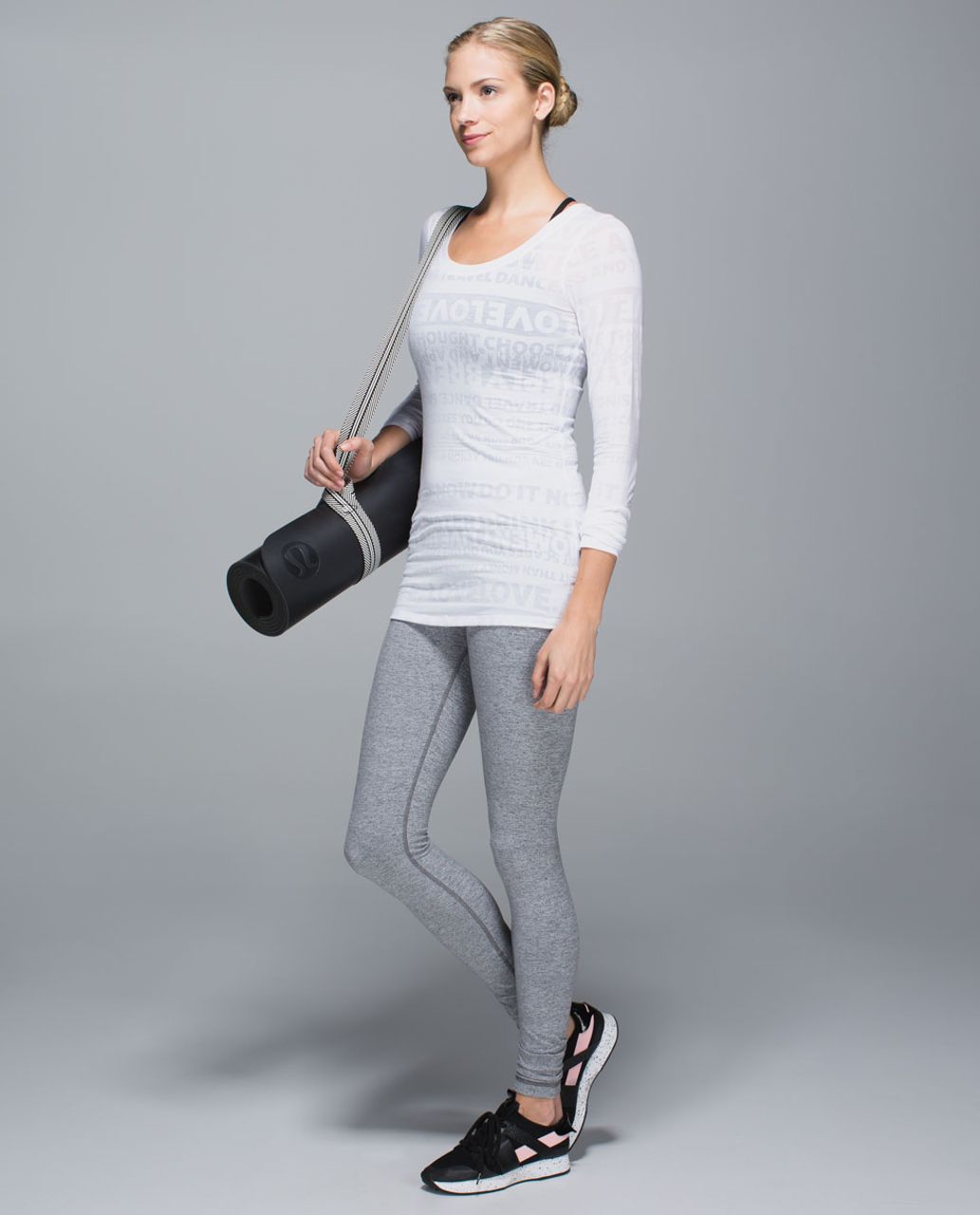 Lululemon Daily Practice Long Sleeve - Discover Manifesto Burnout White