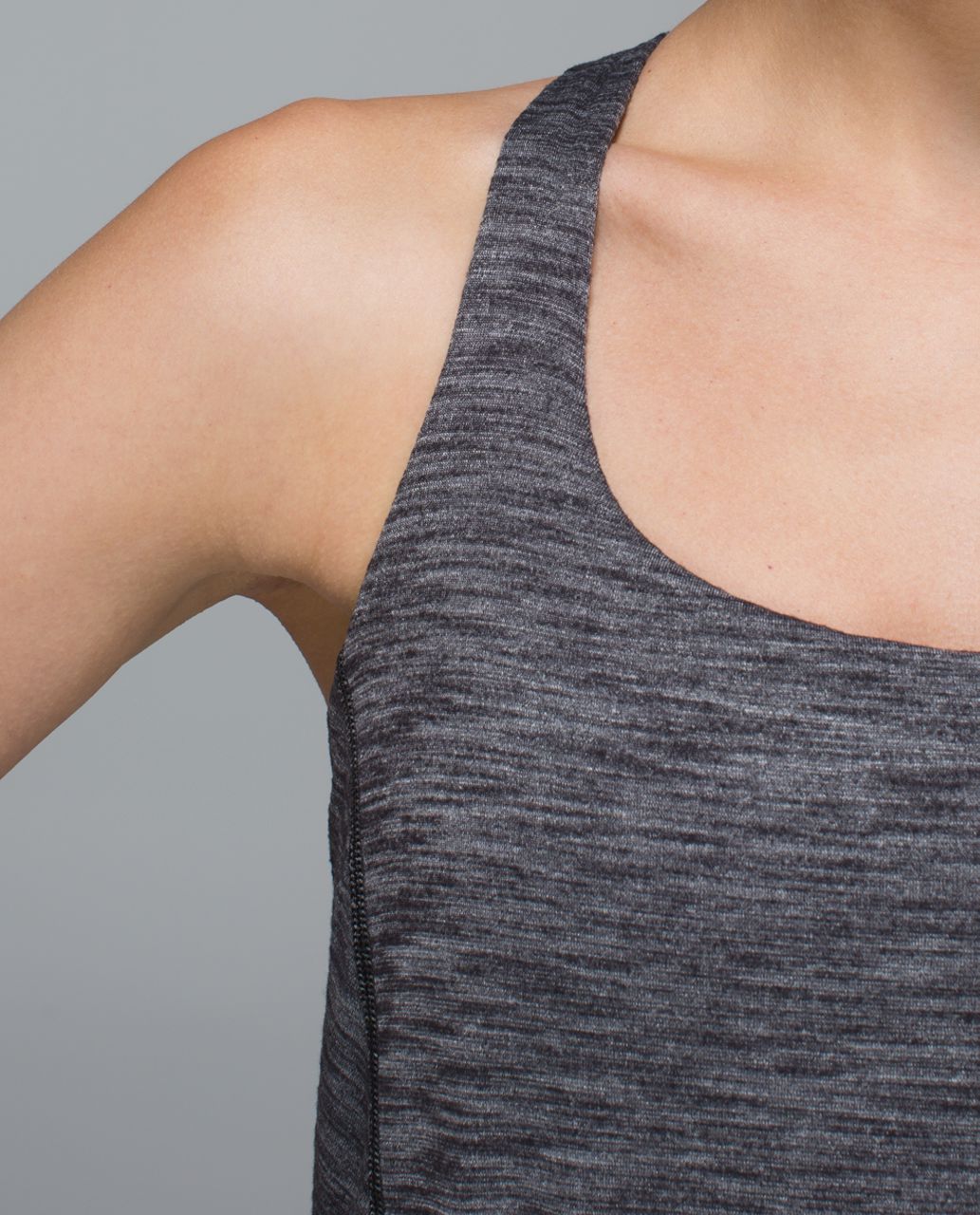 Lululemon Women Gray Heathered Black Lighten Up Tank Draped Strappy Bra Top  8