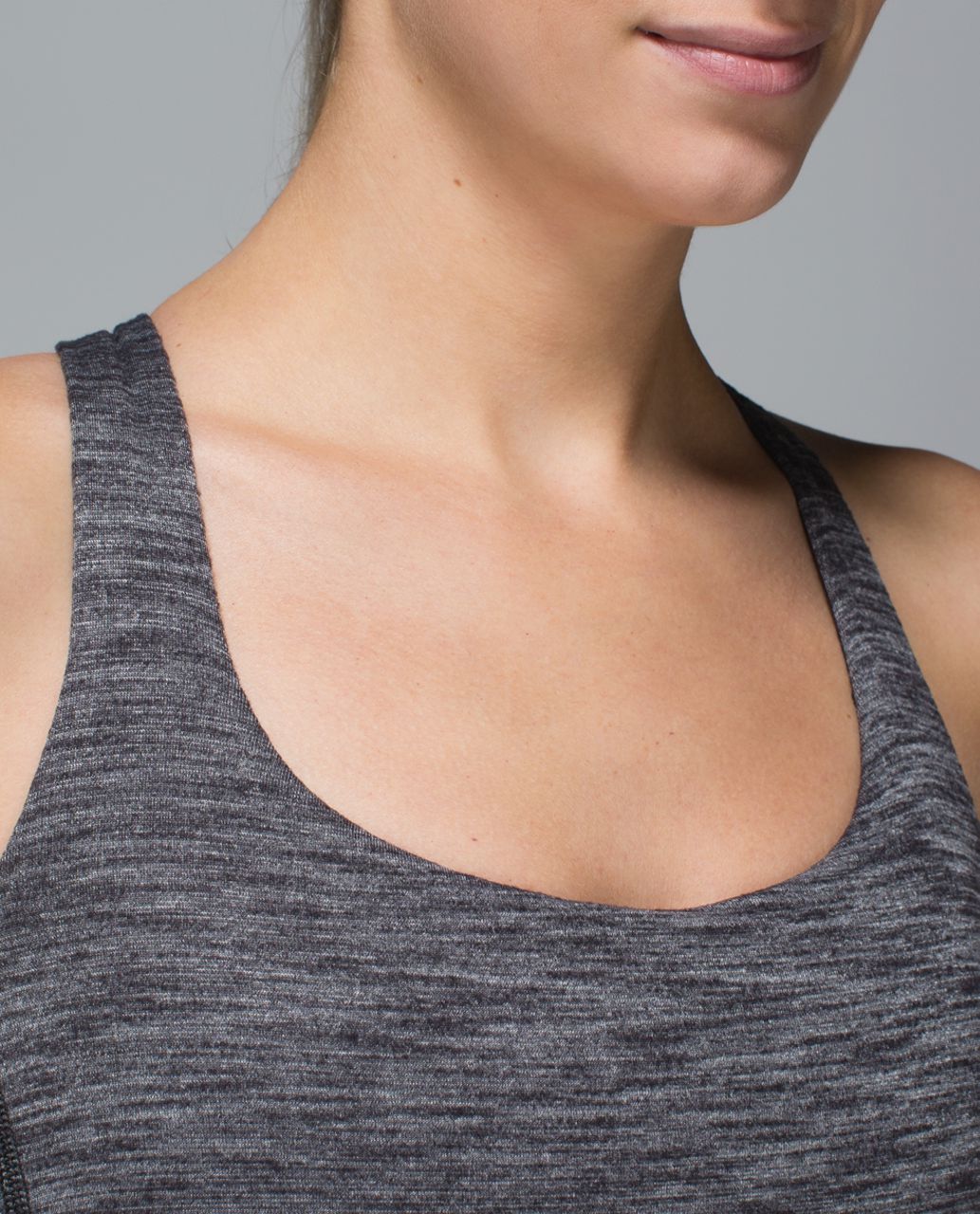 Lululemon Women Gray Heathered Black Lighten Up Tank Draped Strappy Bra Top  8