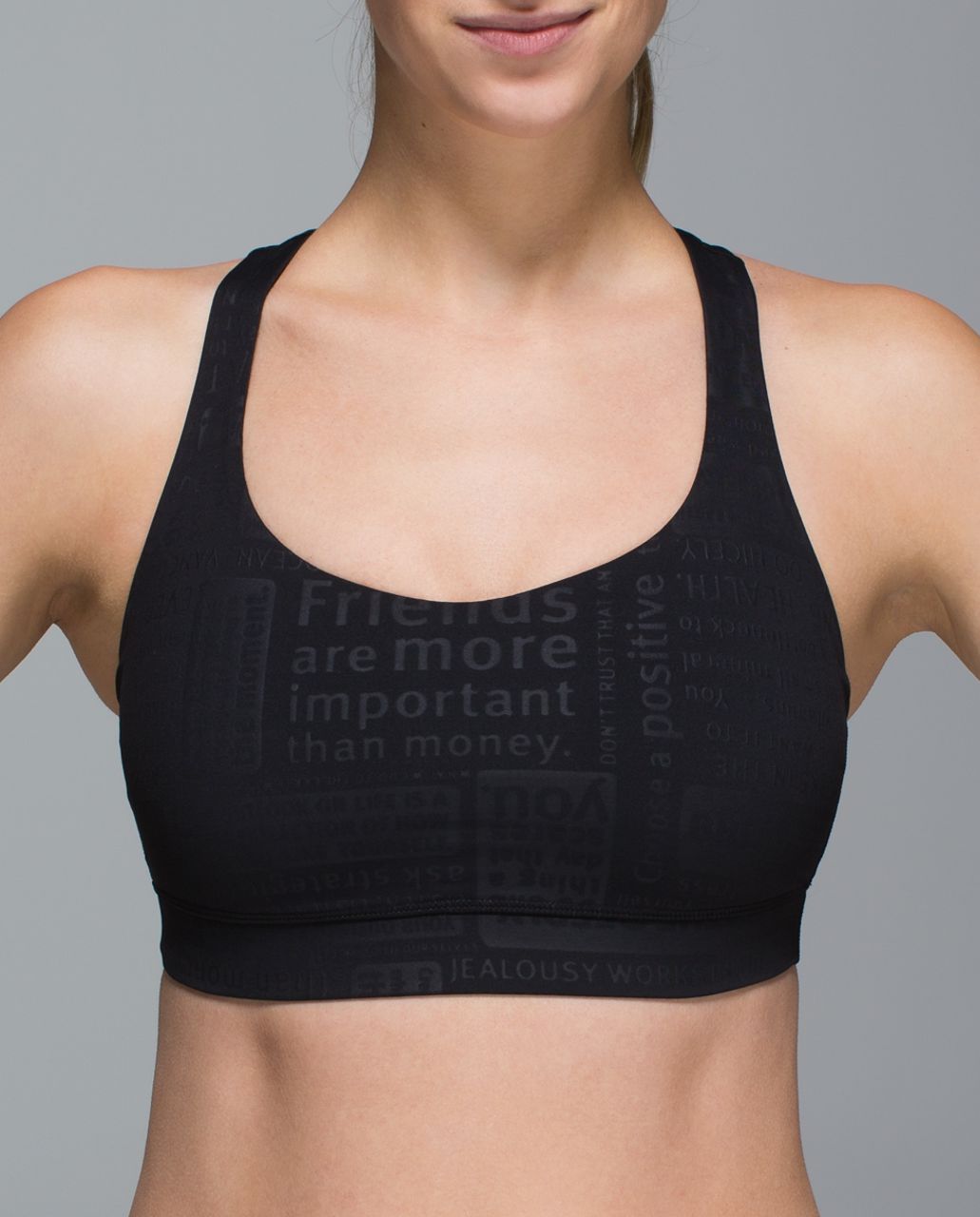 Lululemon 50 Rep Bra - Classic Manifesto Embossed Black / Black