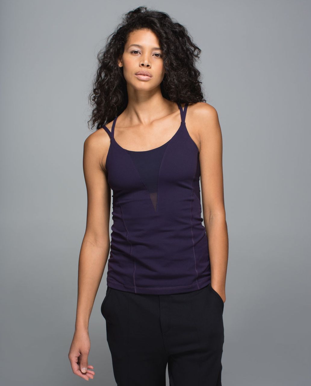 Lululemon Exquisite Tank Top 4 - Built-in Bra - Ghost Dot / Black & Black  Mesh