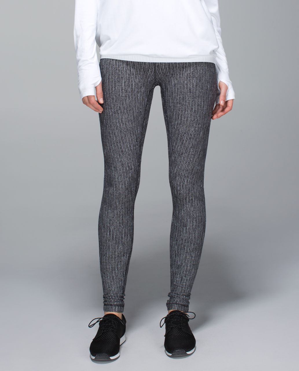 Lululemon Wunder Under Pant (Roll Down) - Heathered Black - lulu fanatics