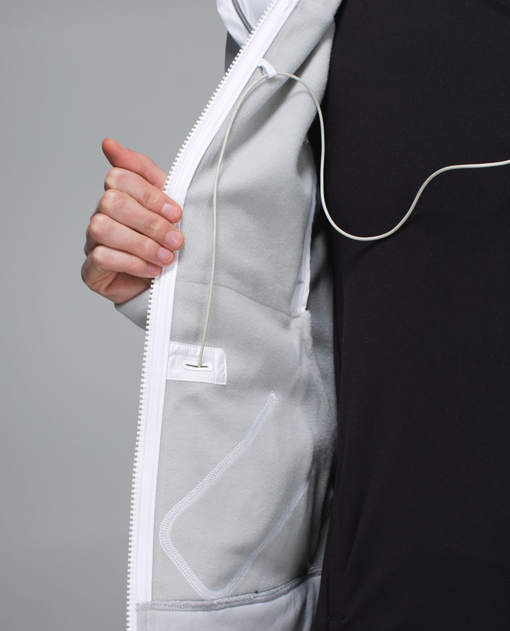 Lululemon Snug Sprinter Jacket - Heathered Silver Spoon / White