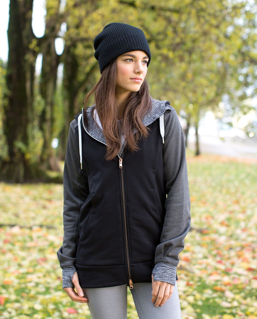 Lululemon Stretch-It Out Hoodie - Black /  Heathered Deep Coal