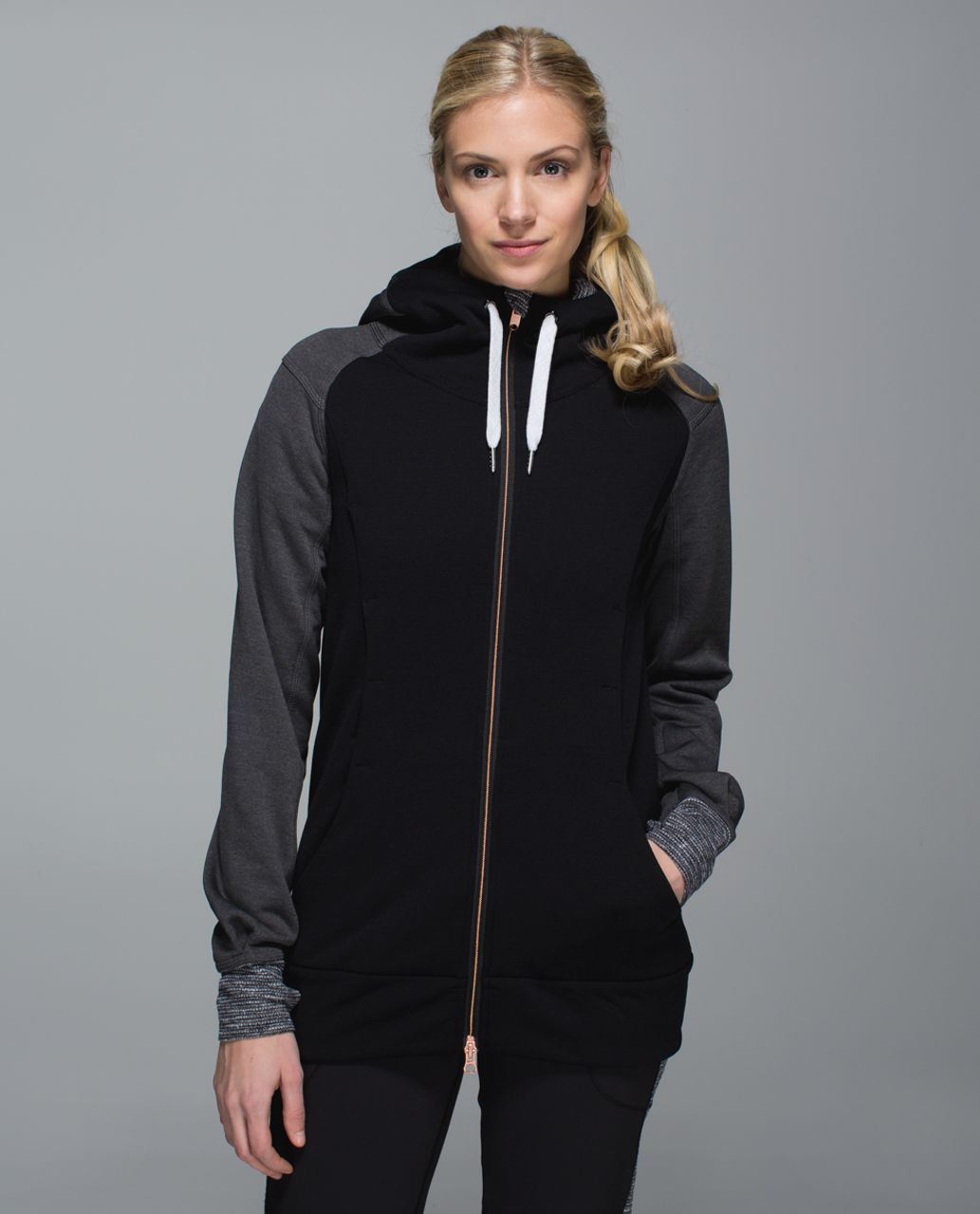 Lululemon Stretch-It Out Hoodie - Black / Heathered Deep Coal - lulu ...