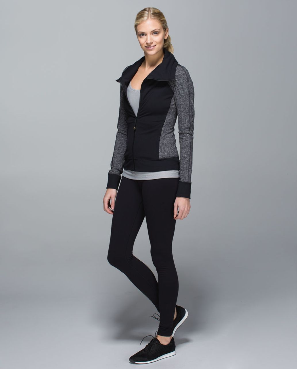 Lululemon Be Present Jacket Heathered Herringbone Heathered Black White  Size 6 - $50 - From W