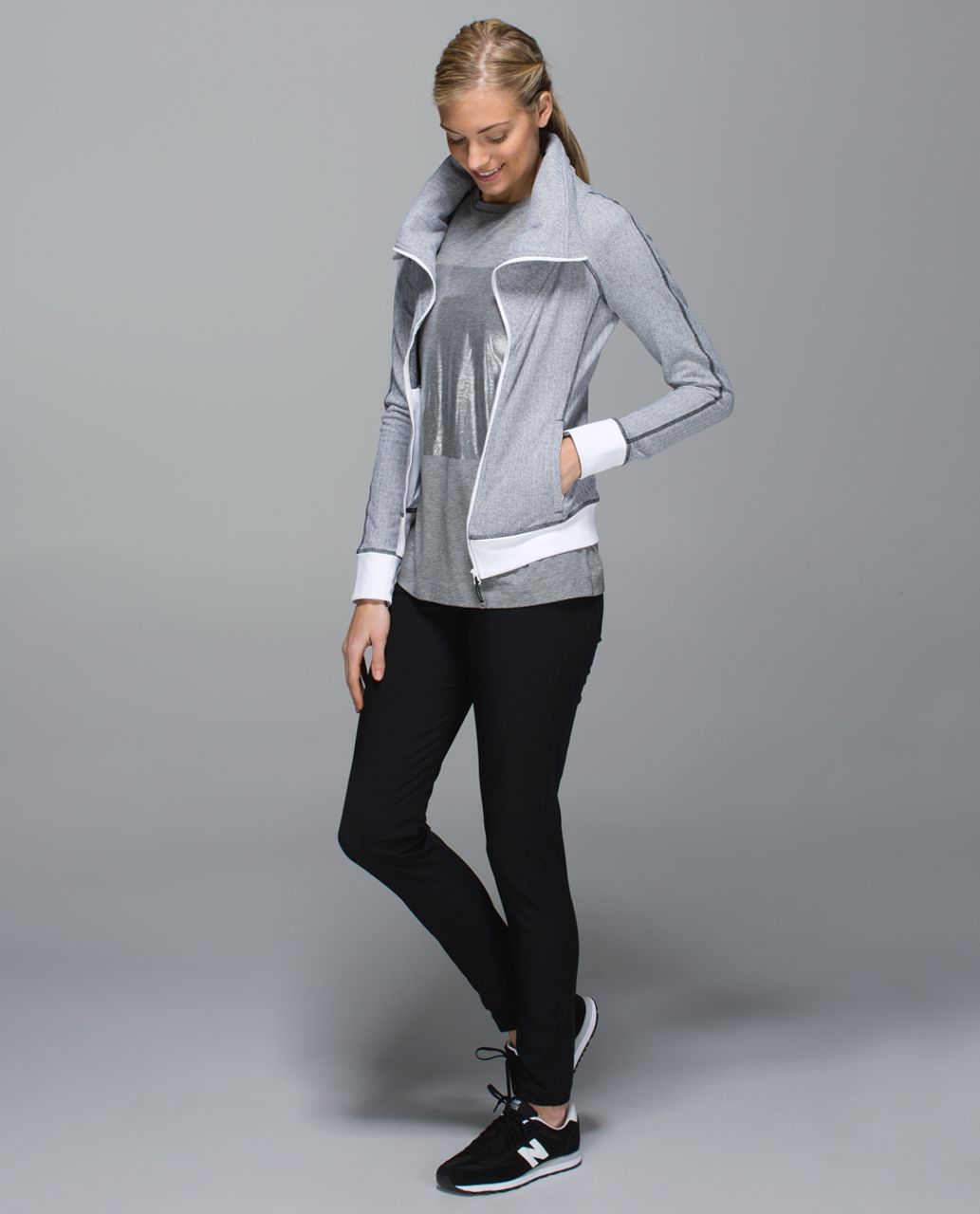 Lululemon Be Present Jacket - Heathered Herringbone Heathered Black White - lulu  fanatics