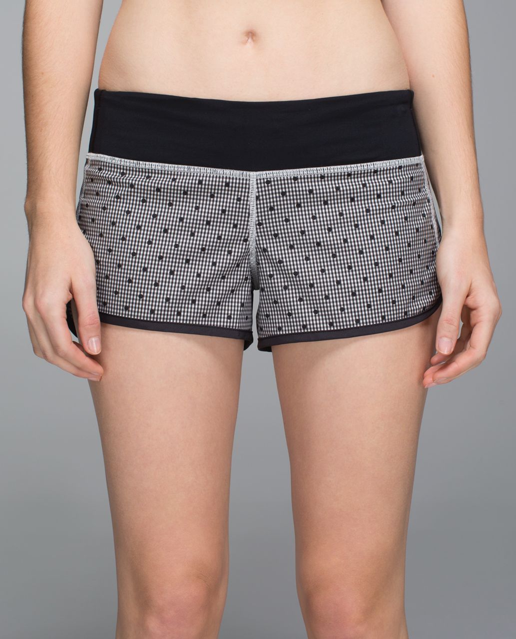 Lululemon Run:  Speed Short *2-way Stretch - Dottie Eighth Gingham White Black / Black