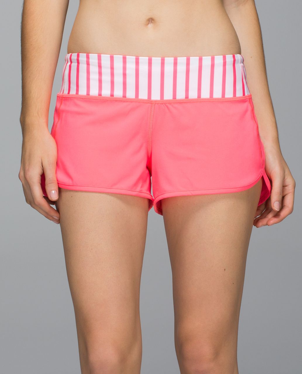 Lululemon Run:  Speed Short *4-way Stretch - Flash Light / Yachtie Stripe Printed White Flash Light