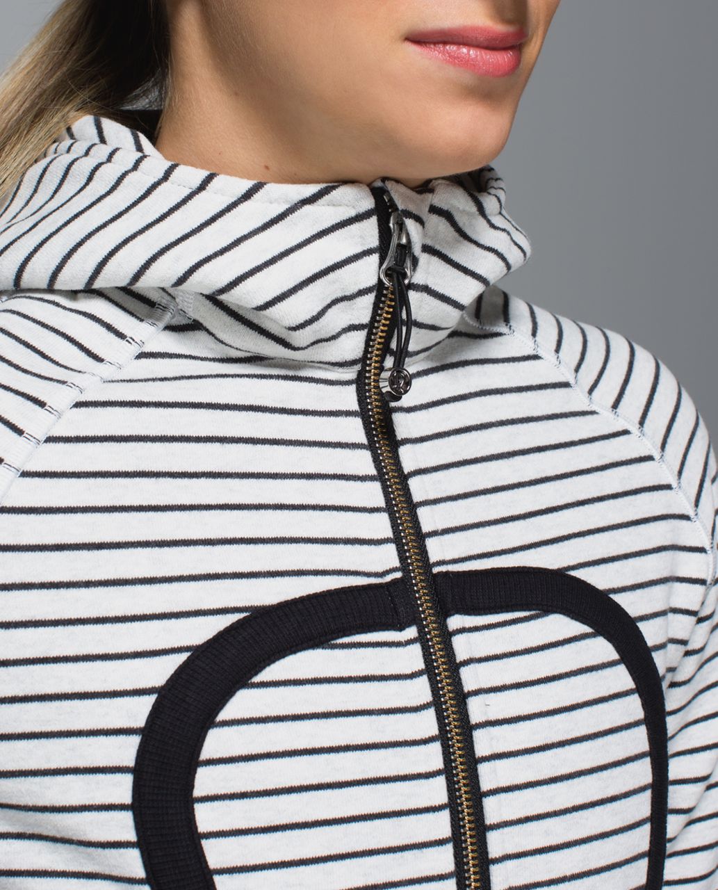 Lululemon Scuba Hoodie II - Parallel Stripe Heathered White Heathered Black / White / Black