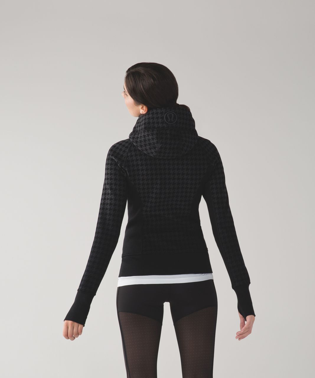 Lululemon Scuba Hoodie II - Giant Houndstooth Dip Dye Deep Coal Black / Black