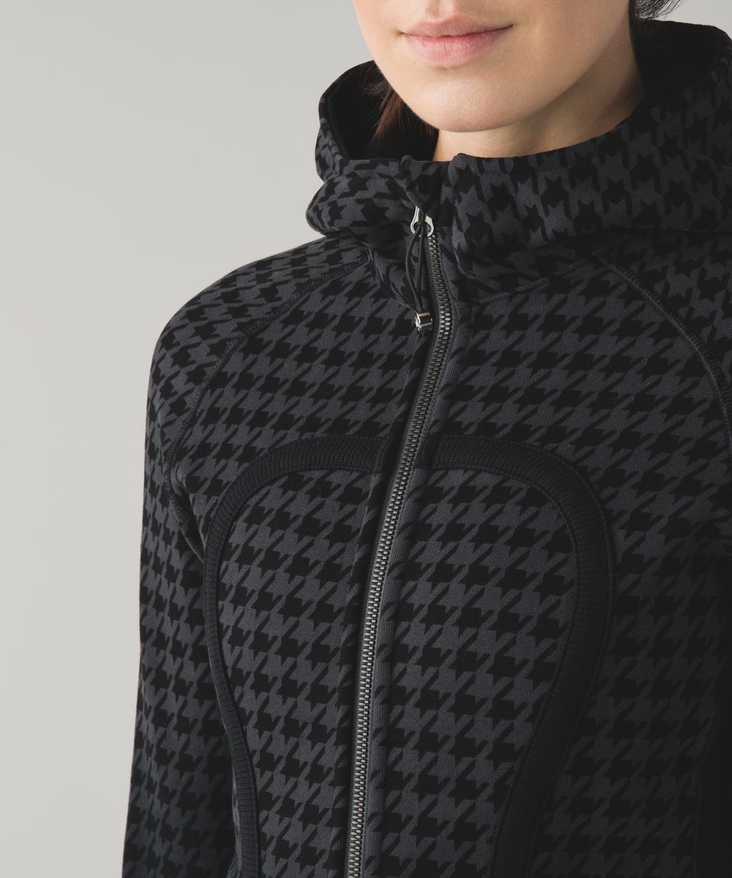 Lululemon Scuba Hoodie II - Giant Houndstooth Dip Dye Deep Coal Black / Black