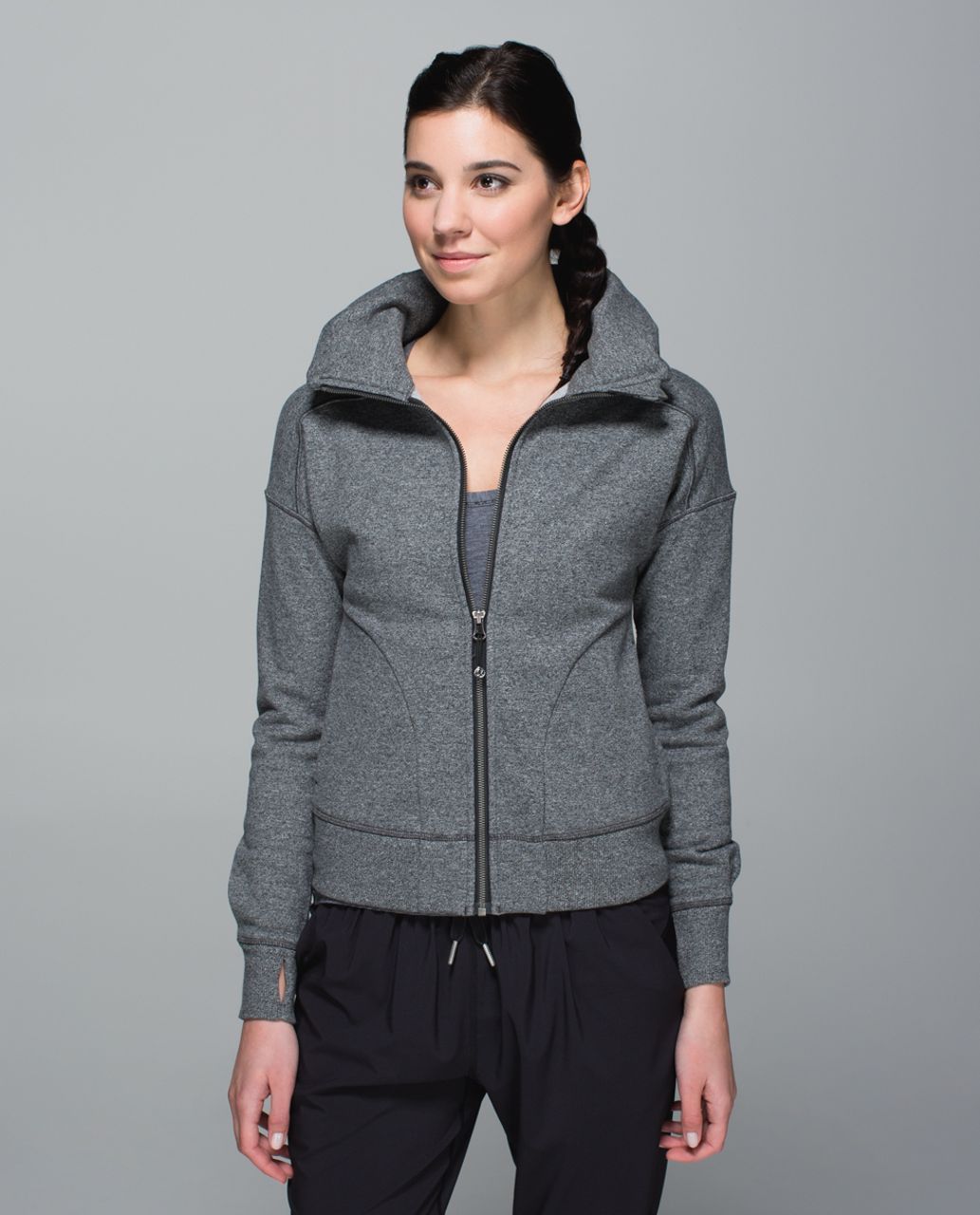 Lululemon Hug It Out Jacket - Heathered Speckled Black - lulu fanatics