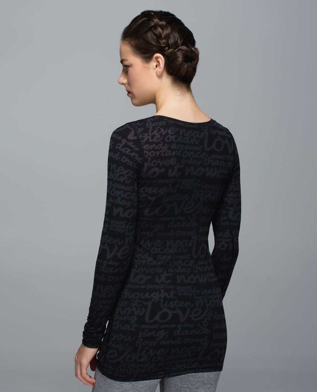 Lululemon Daily Practice Long Sleeve - See Love Manifesto Burnout Black