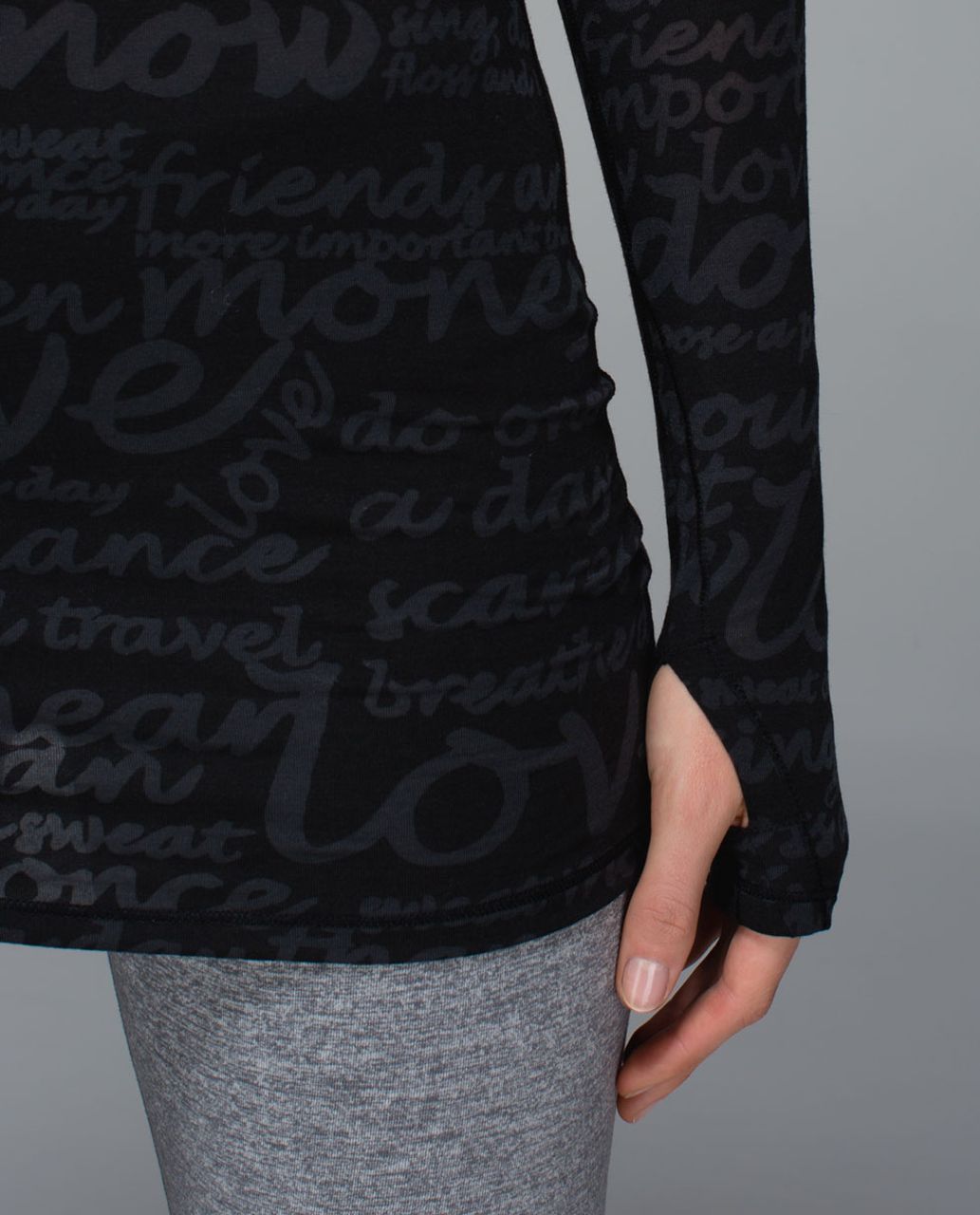 Lululemon Daily Practice Long Sleeve - See Love Manifesto Burnout Black