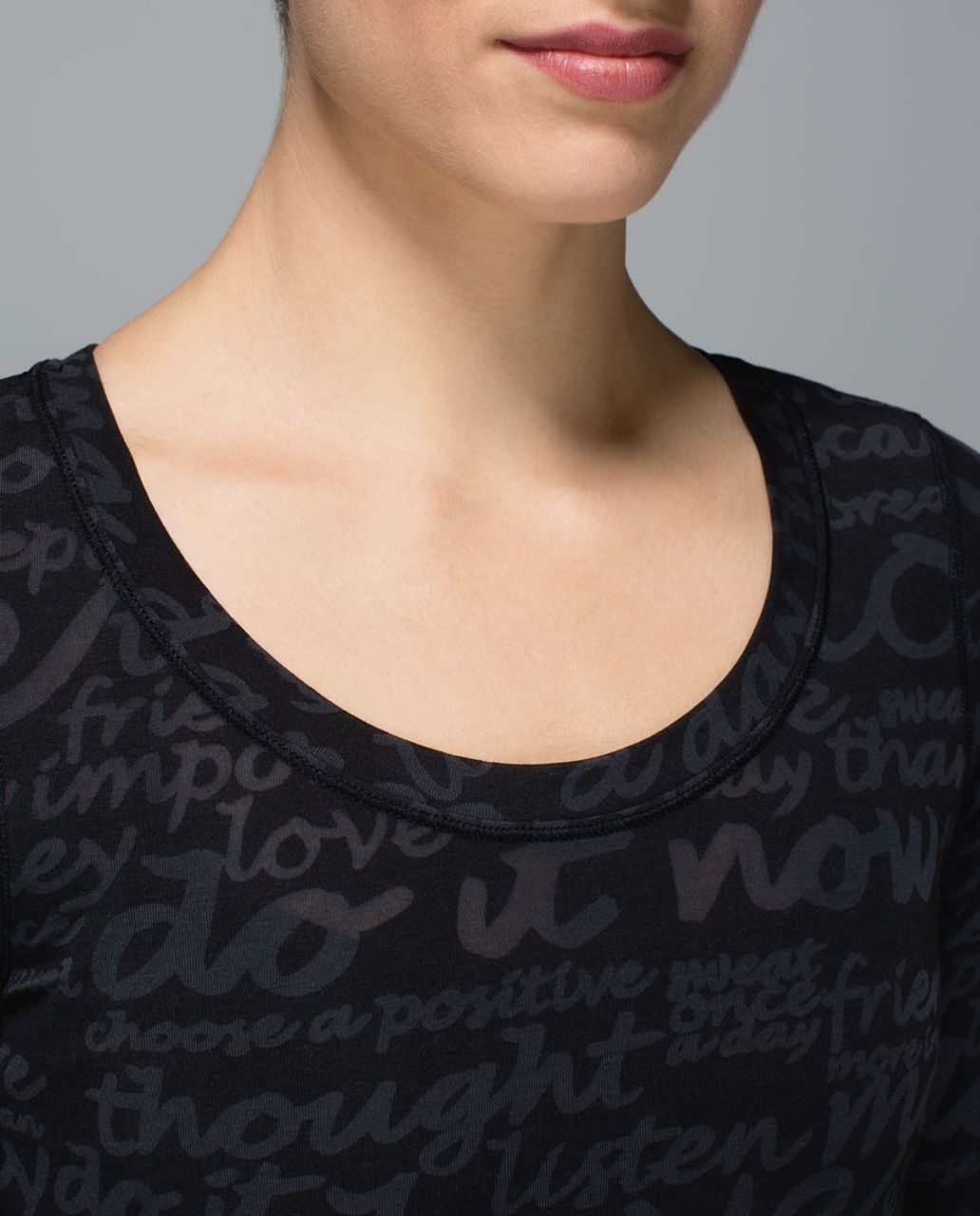 Lululemon Daily Practice Long Sleeve - See Love Manifesto Burnout Black