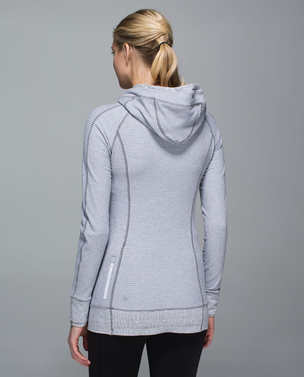 Lululemon Think Fast Hoodie - Mini Check Pique White Heathered Slate / Tonka Stripe Heathered Slate White