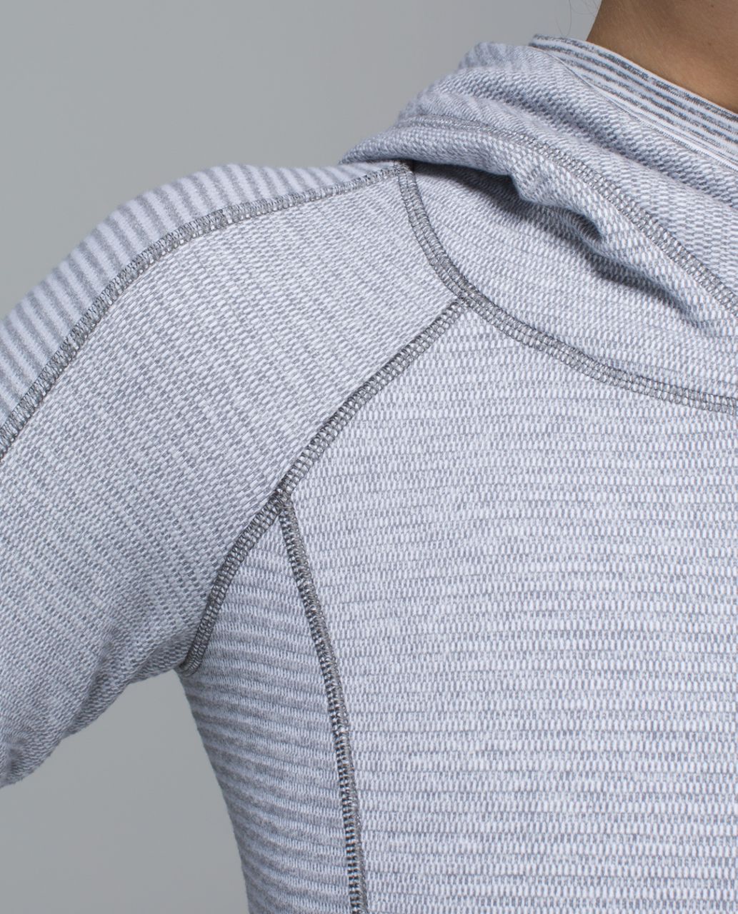 Lululemon Think Fast Hoodie - Mini Check Pique White Heathered Slate /  Tonka Stripe Heathered Slate White - lulu fanatics