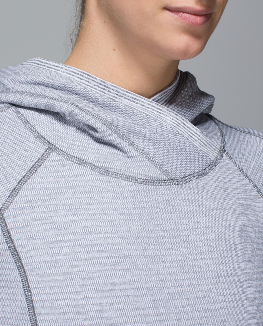 Lululemon Think Fast Hoodie - Mini Check Pique White Heathered Slate / Tonka Stripe Heathered Slate White