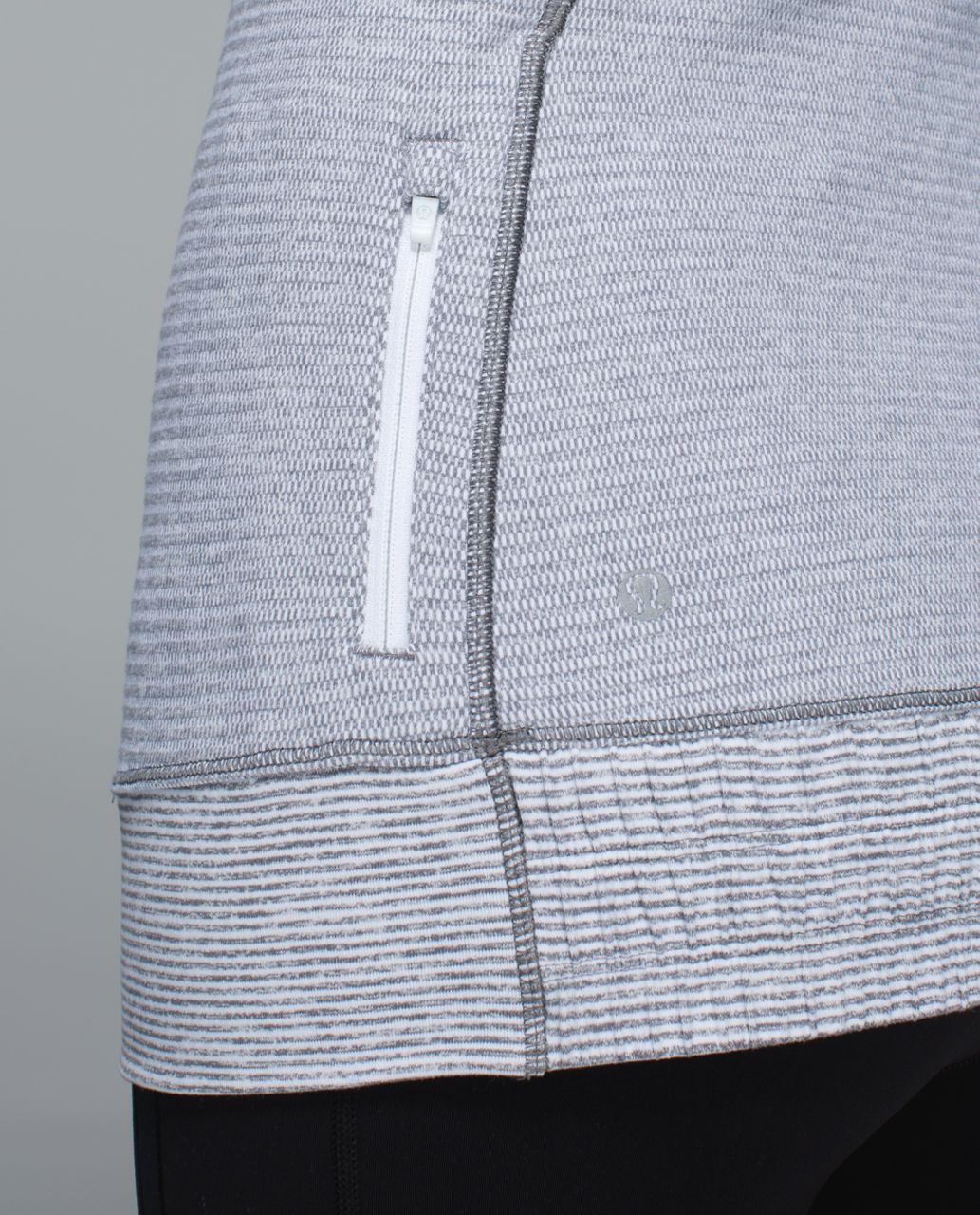 Lululemon Think Fast Hoodie - Mini Check Pique White Heathered Slate / Tonka Stripe Heathered Slate White