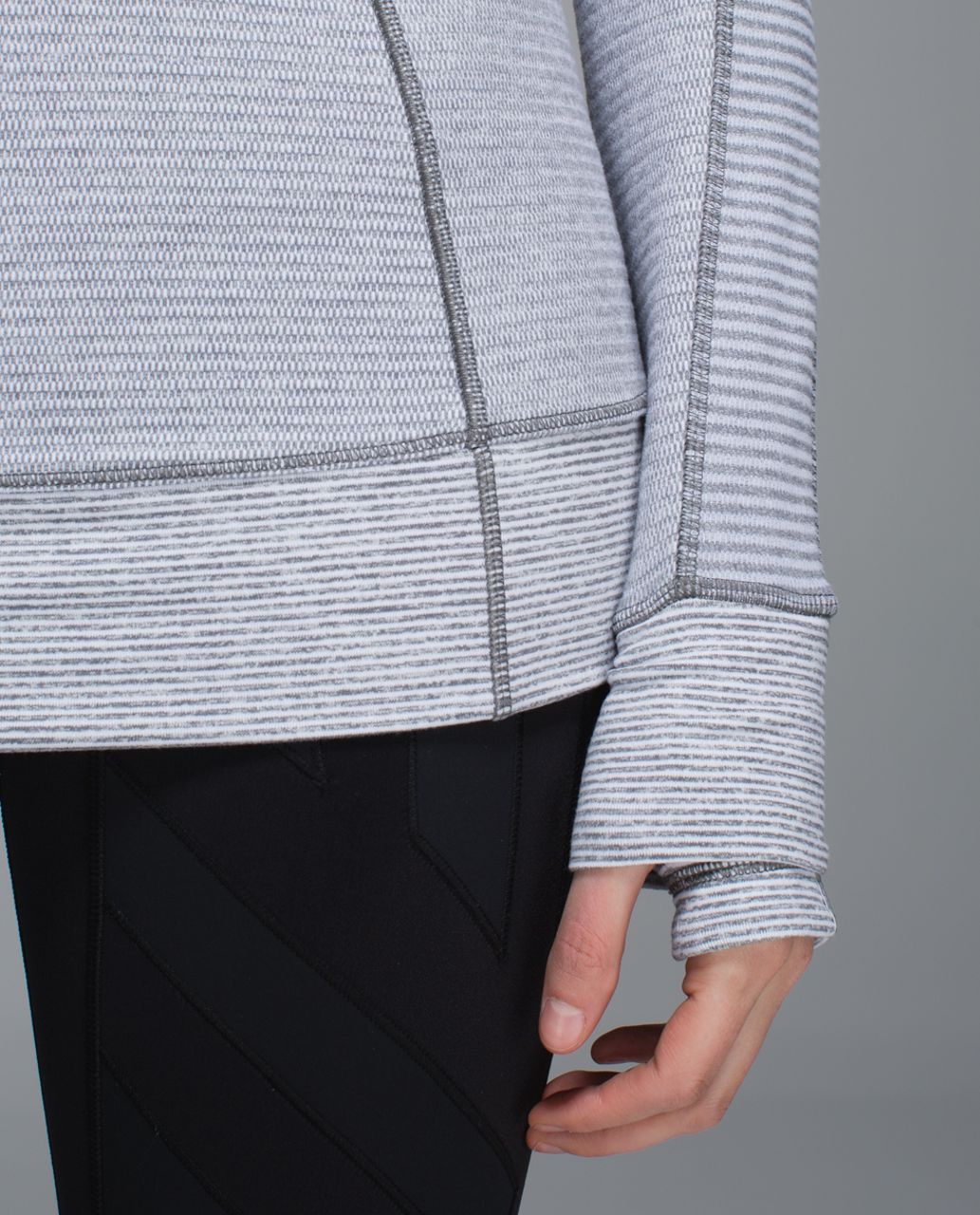 Lululemon Think Fast Hoodie - Mini Check Pique White Heathered Slate / Tonka Stripe Heathered Slate White