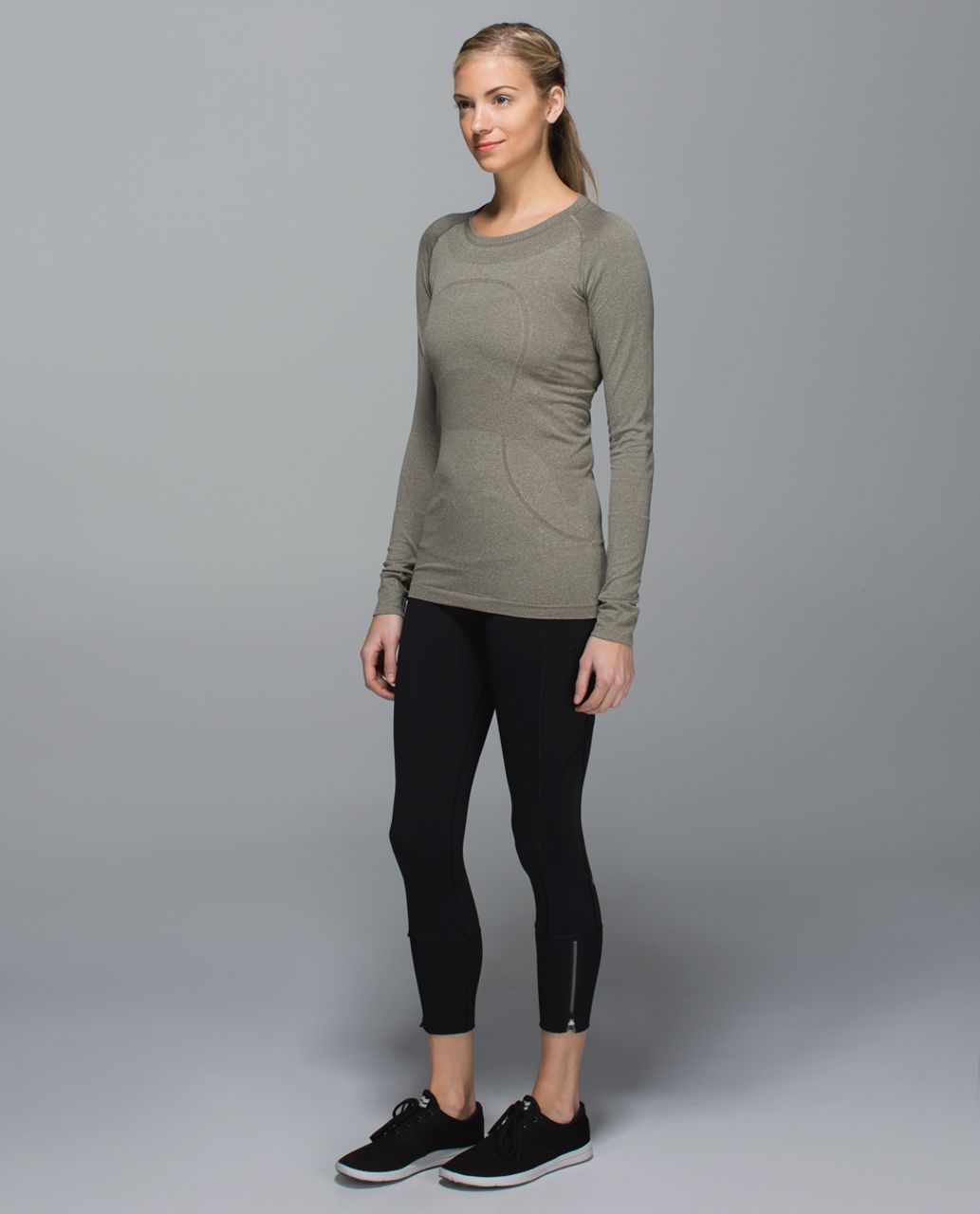 Lululemon Run:  Swiftly Tech Long Sleeve Crew - Heathered Fatigue Green