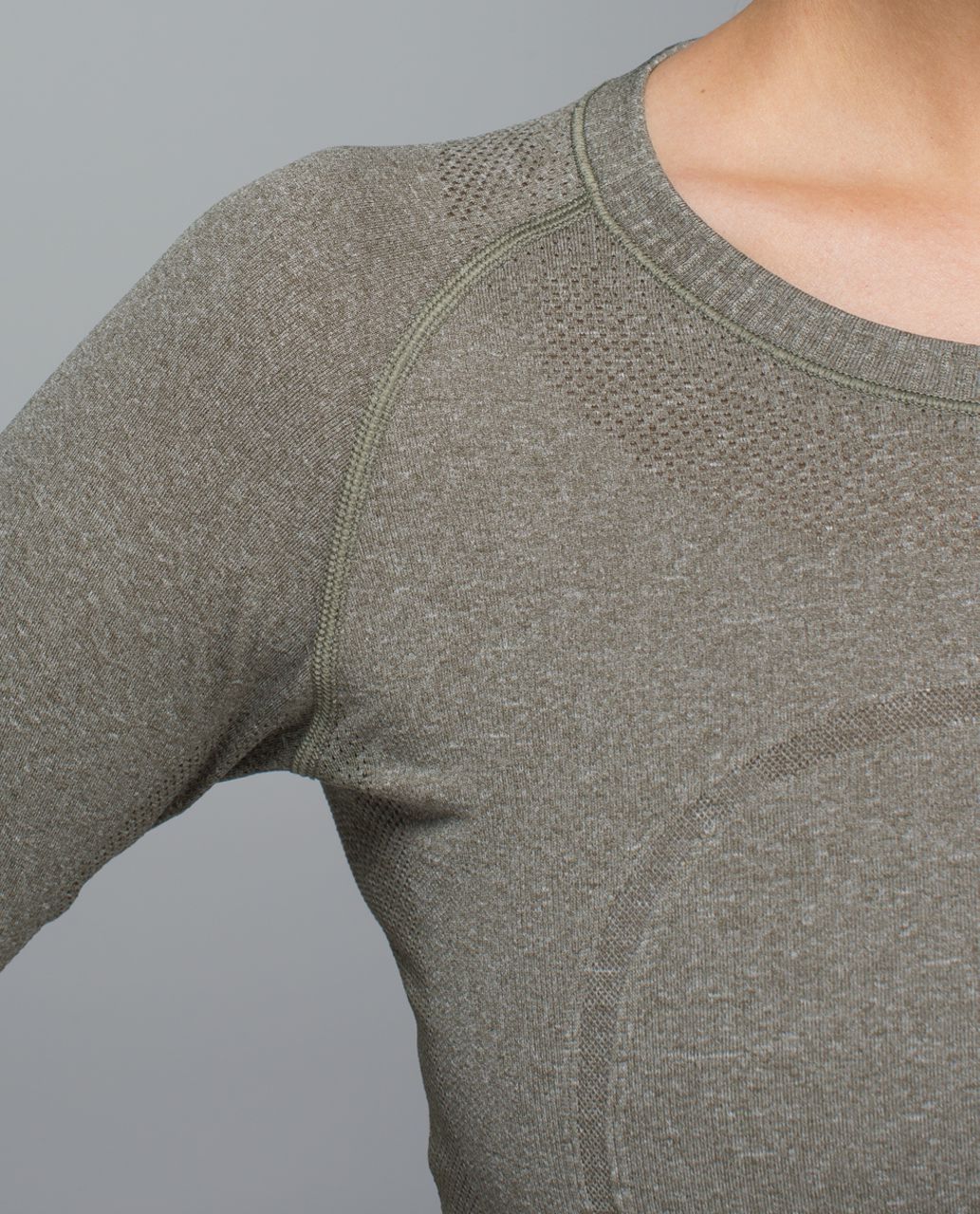 Lululemon Run:  Swiftly Tech Long Sleeve Crew - Heathered Fatigue Green