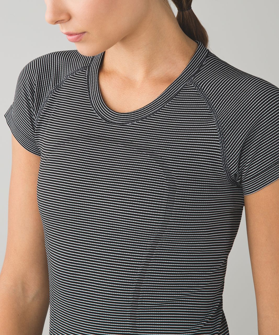 Lululemon Run:  Swiftly Tech Short Sleeve Crew - Tempo Stripe Black White