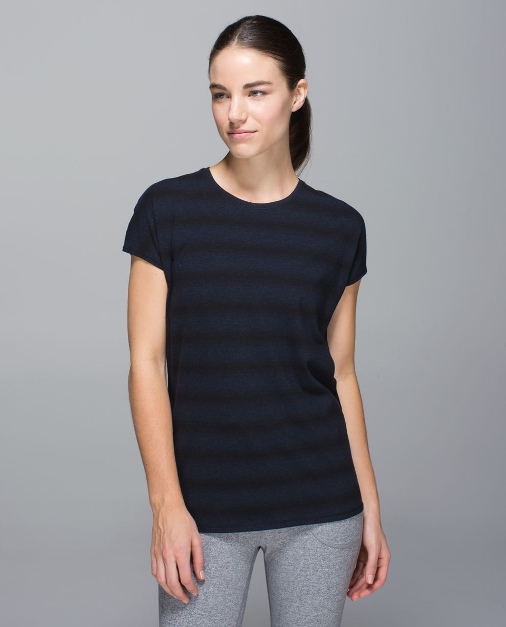 Lululemon Find Your Zen Short Sleeve - Capilano Stripe Heathered Inkwell Black