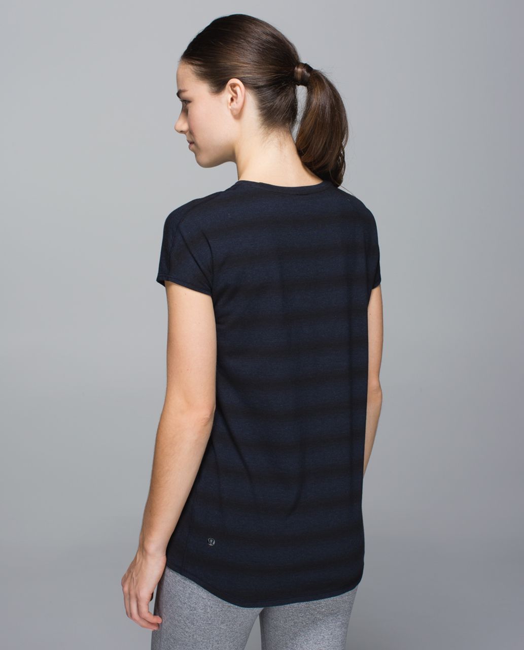 Lululemon Find Your Zen Short Sleeve - Capilano Stripe Heathered Inkwell Black