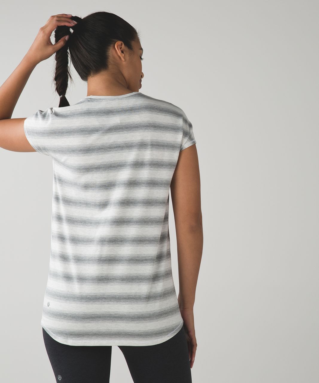 Lululemon Find Your Zen Short Sleeve - Capilano Stripe Heathered White Heathered Medium Grey