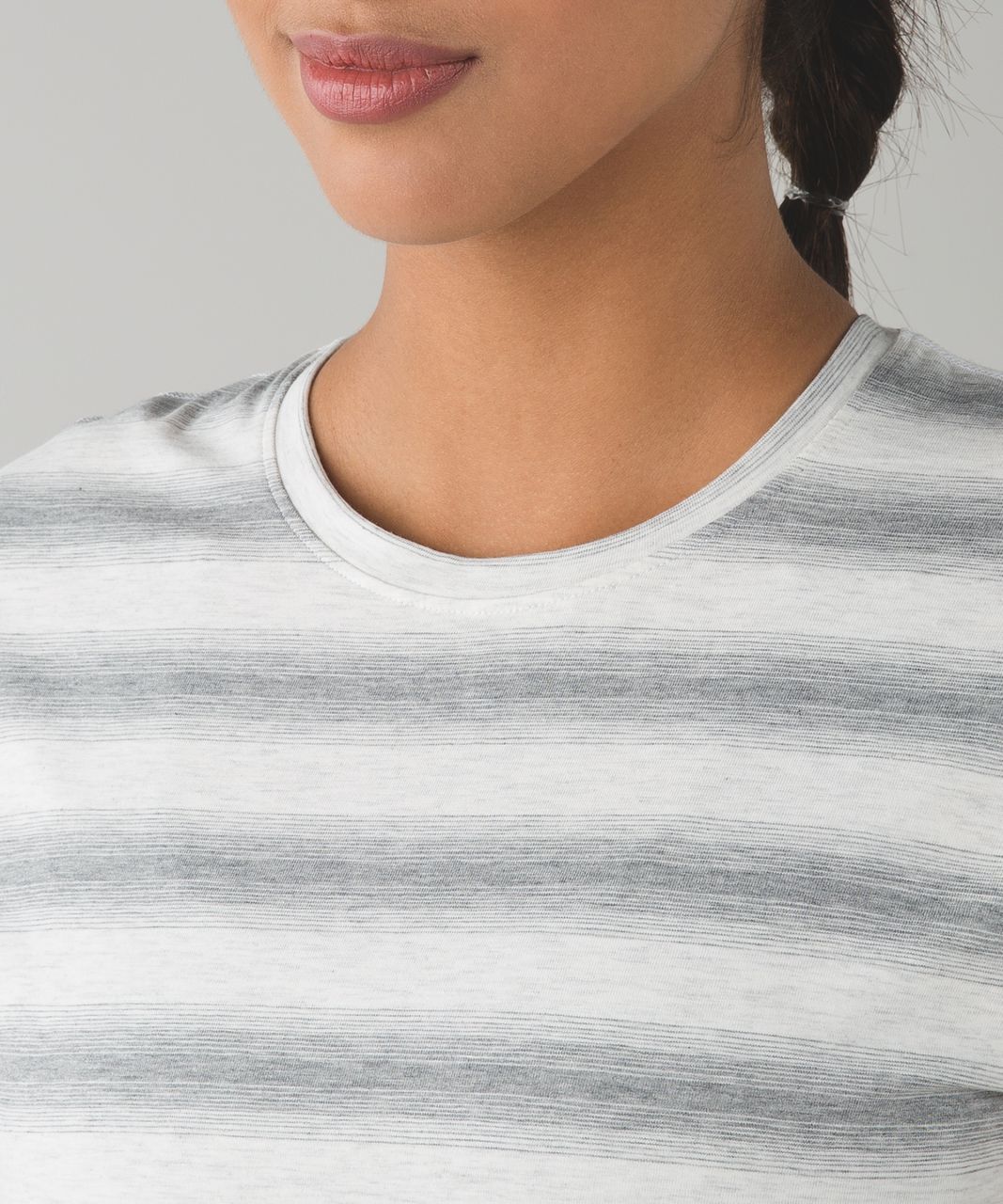 Lululemon Find Your Zen Short Sleeve - Capilano Stripe Heathered White Heathered Medium Grey