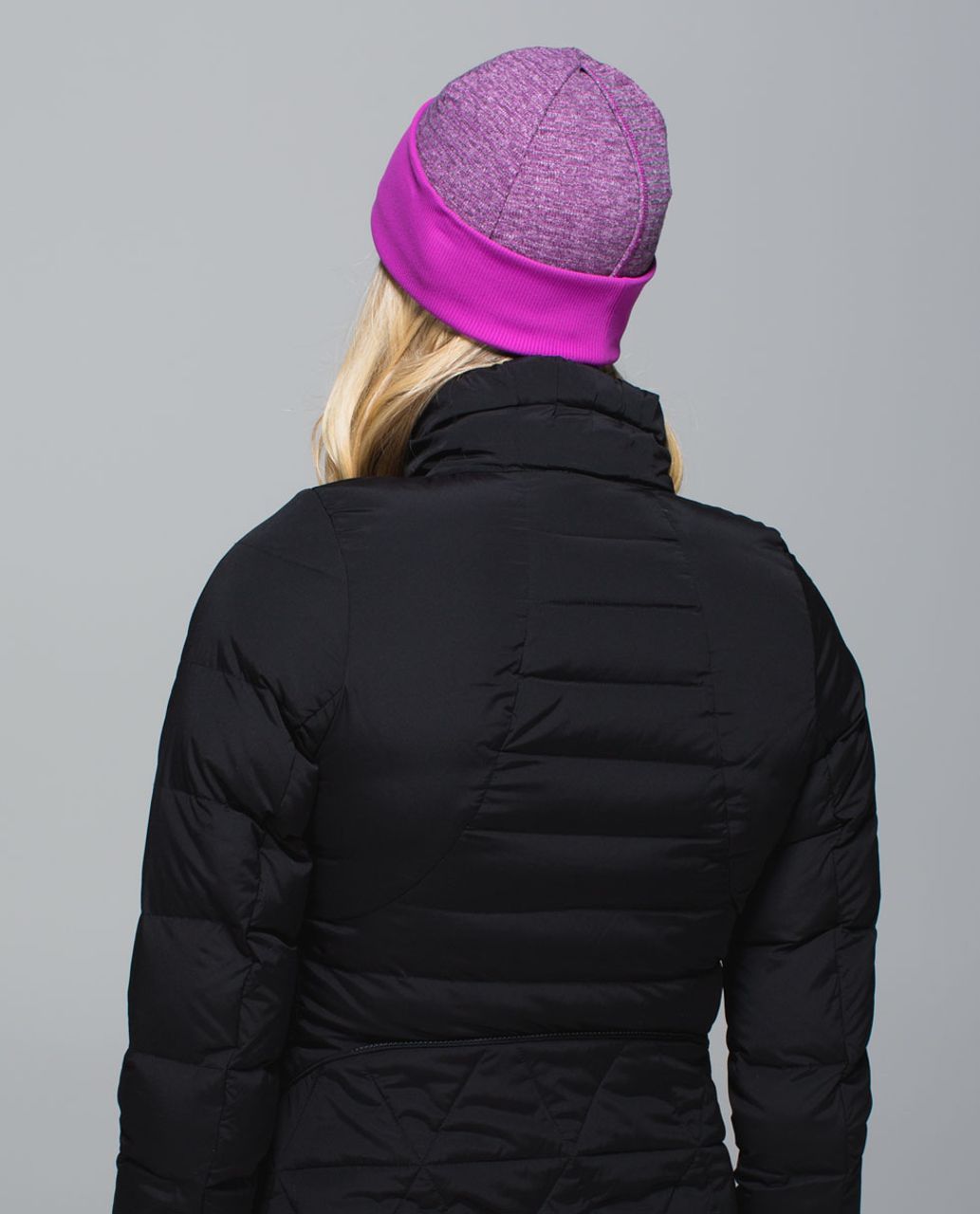 Lululemon Run With Me Toque - Mini Check Pique Ultra Violet Heathered Black / Ultra Violet